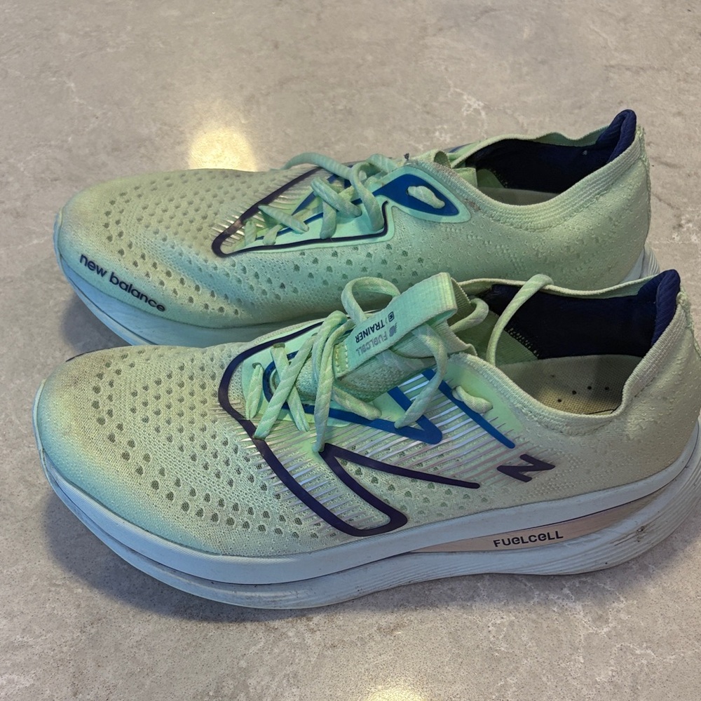 Men’s New Balance Fuel Cell Supercomp carbon plate running shoes.